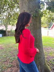 Red Ribbed Knit Kia