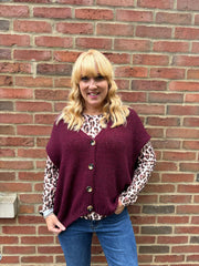 Wine Knitted Waistcoat Lillian