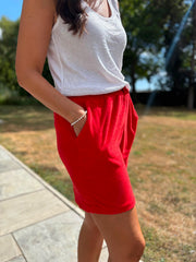 Red Towelling Shorts Natasha