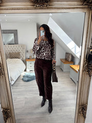 Chocolate Abstract Animal Print Top Debbie
