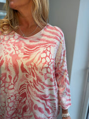 Coral Multi Animal V Neck Top Amy