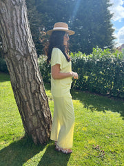 Lemon Ribbed Drape Tie Co-ord Daniella
