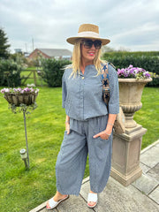 Navy Gingham Two Piece Set Lara