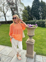Orange Shimmer Loose Weave Top Jasmine