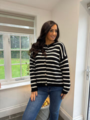 Monochrome Stripe Cardigan Dora