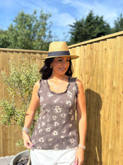 Chocolate Leopard Ruffle Trim Vest Zoe