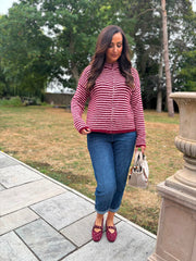 Wine Striped Zip Knit April