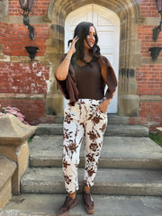 Chocolate Flower Pattern Trousers Isla