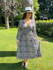 Leopard V Neck Midi Dress Angelica