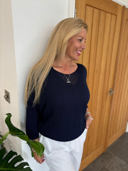 Navy V Neck Knit Jodie