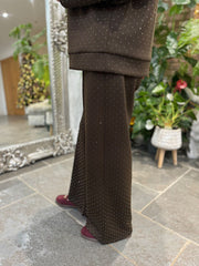 Chocolate Diamante Seam Front Trousers Nina