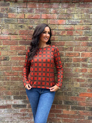 Rust Tartan Super Soft Round Neck