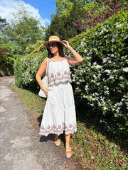 Chocolate Embroidered Stripe Co- Ord Delilah
