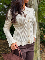 Stone Pattern Knit Shirt Sherry