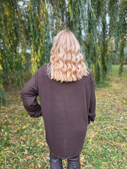 Chocolate Gathered V Neck Top Elsie