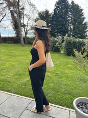 Black Bubble Cotton Bandeau Jumpsuit