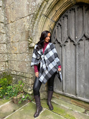 Charcoal Check Tie Shawl Roxie