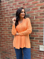 Orange Ribbed Scarf Top Zeta