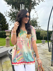 Gold Longline Multi Pattern Shimmer Top Helena
