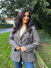 Navy Checked Blazer Sara