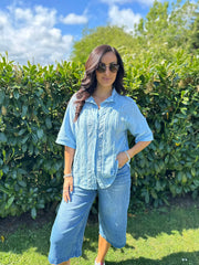 Denim Lace Detail Blouse Hattie