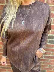 Chocolate Brushstrokes Shimmer Sweat Top Natalia
