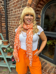 Orange Gold Fleck Paisley Scarf