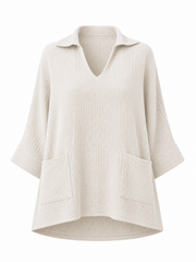 Stone Bubble Cotton Pocket Blouse Carol