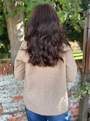 Camel Boucle Buttoned Coat Isla