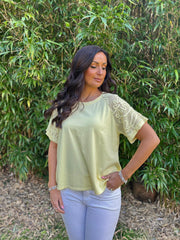 Lemon Net Sleeve Applique Tee Gemma