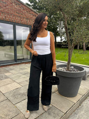 Black Crochet Detail Trousers Thelma
