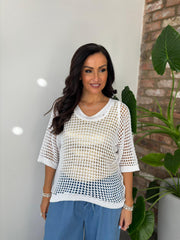 White Open Weave Knit Cassandra
