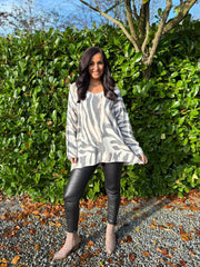 Charcoal Soft Touch Tiger Print Knit Ava