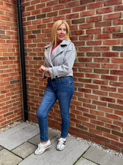 Grey Double-Breasted Short Coat