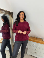 Wine Chenille Shimmer Sweatshirt Hailey