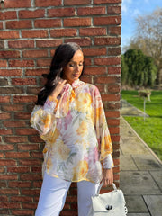 Butter Yellow Floral Pussy Bow Blouse Isla