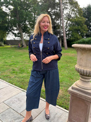 Navy Military Suedette Jacket Cheryl