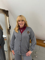 Grey Leopard Bow Cardi Georgina