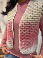 Pink Ombre Knitted Stripe Gilet