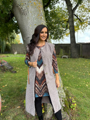Mocha Brushed Belted Waistcoat Andrea