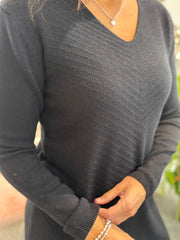 Black Chevron Knit Jumper Dress Kelly