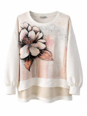 White Floral Layered Sweatshirt Jenny