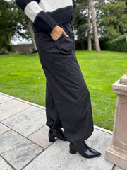 Black Pull on Cuffed Trousers Raven