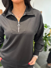 Black Half Zip Sweatshirt Alice