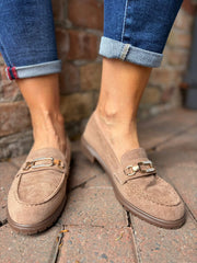 Mocha Faux Suede Chain Loafer