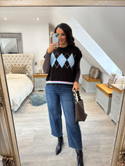 Chocolate Argyle Knit Blair