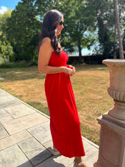 Red Bandeau Towelling Dress Natasha