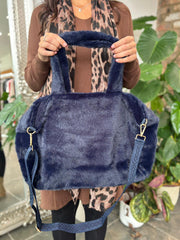 Navy Fluffy Tote Bag