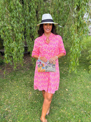Neon Pink Patterned Shirt Dress Iris