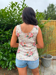 Stone Vintage Floral Ruffle Vest Yasmin